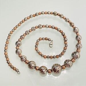 JCM JACMEL MAURITIUS GRADUATED DIAMOND CUT BEAD STERLING SILVER, BRONZE …